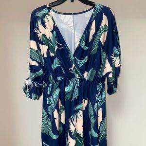 Blue Summer Palm Dress